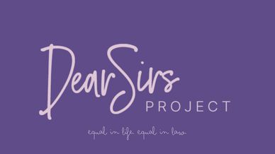 Brand logo for Dear Sirs Project with slogan "equal in life equal in law" with purple and lilac 
