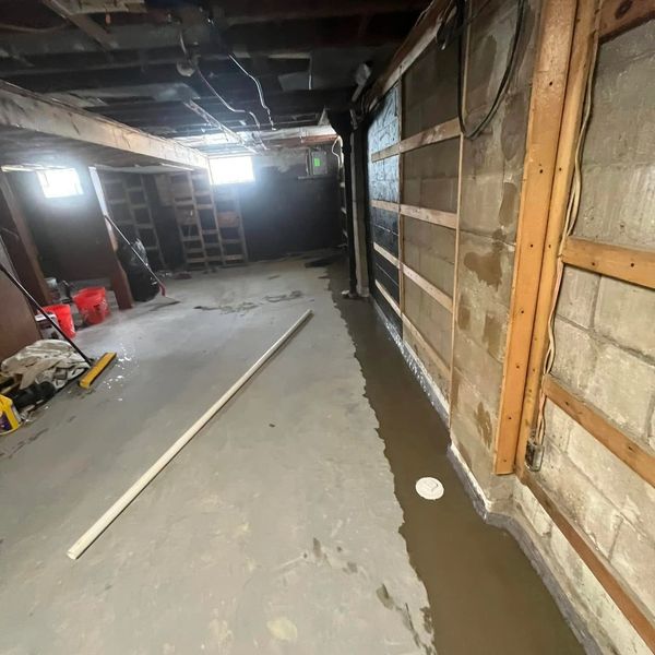 New completed interior drain tile system and foundation repair completed