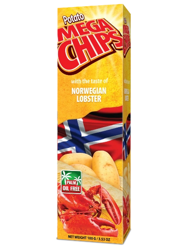 potato mega chips with taste of norwegian lobester, great sea food taste