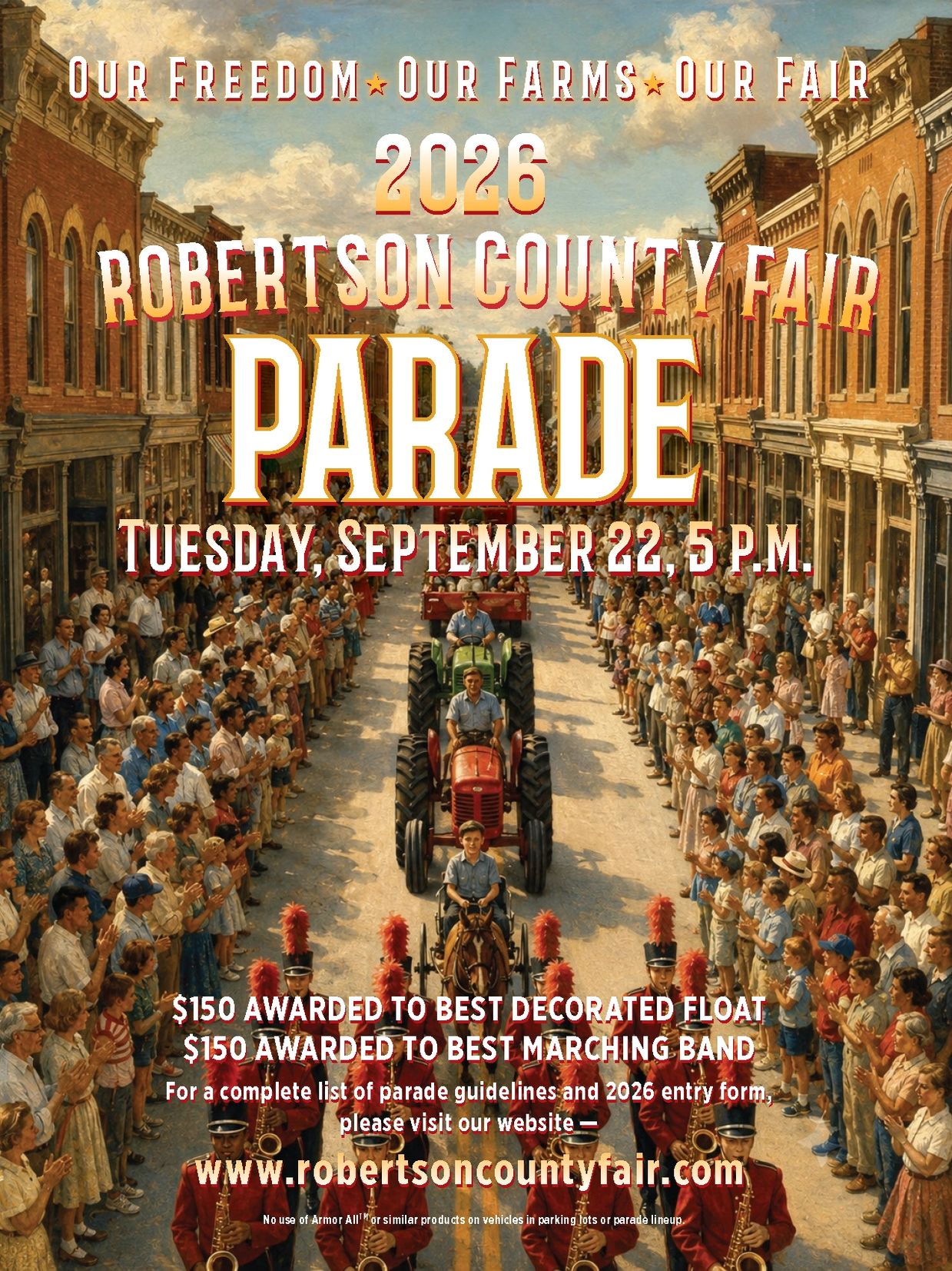 2026 Robertson County Fair Parade announcement with prizes.