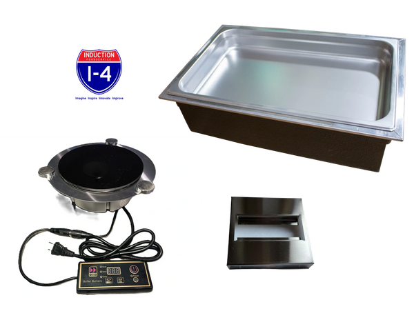 1/2 Pan Drop-In Induction Powered Hot Food Well with Buffet Burners Unit and control housing