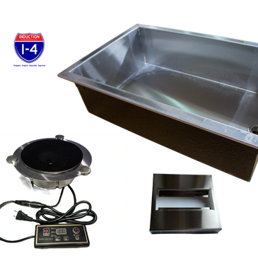 Single Standard Induction Drop-In Food Hot Well (Wet) Package Including Induction Unit, Pan and Cont