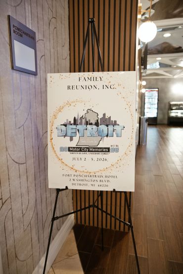Family reunion event poster in Detroit.