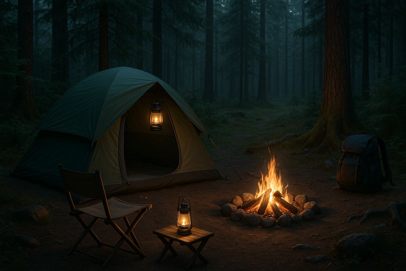 Camping spot in the woods near Thomasville, Alabama.