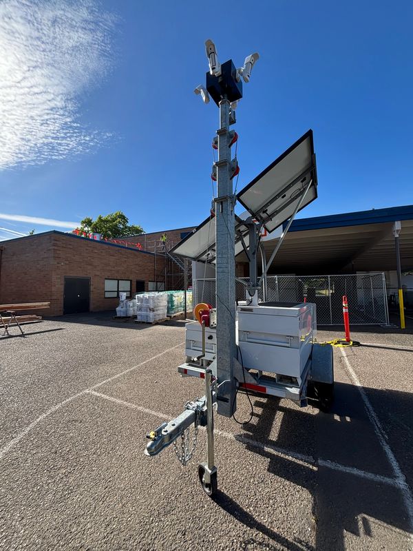 Mobile Security Trailer on Construction Site.
