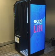 Photo booth with CBS Super Bowl LIII display.