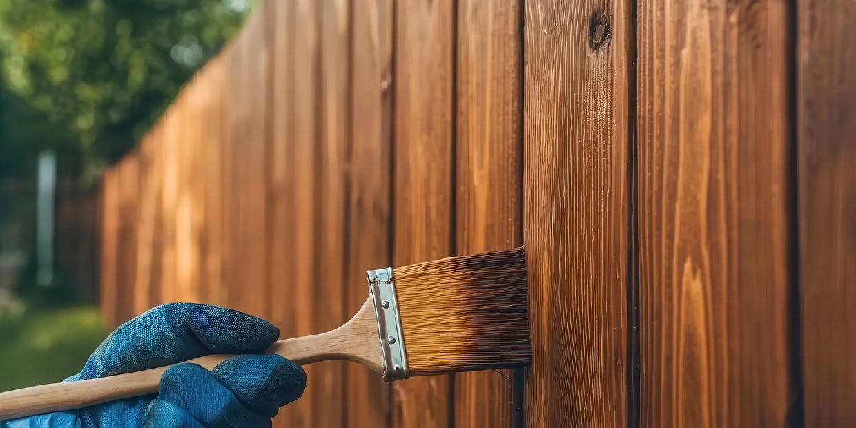 Storm damage fence repair and replacement.  Fence staining