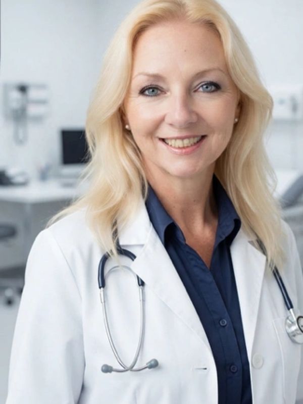 Smiling female doctor with a stethoscope.