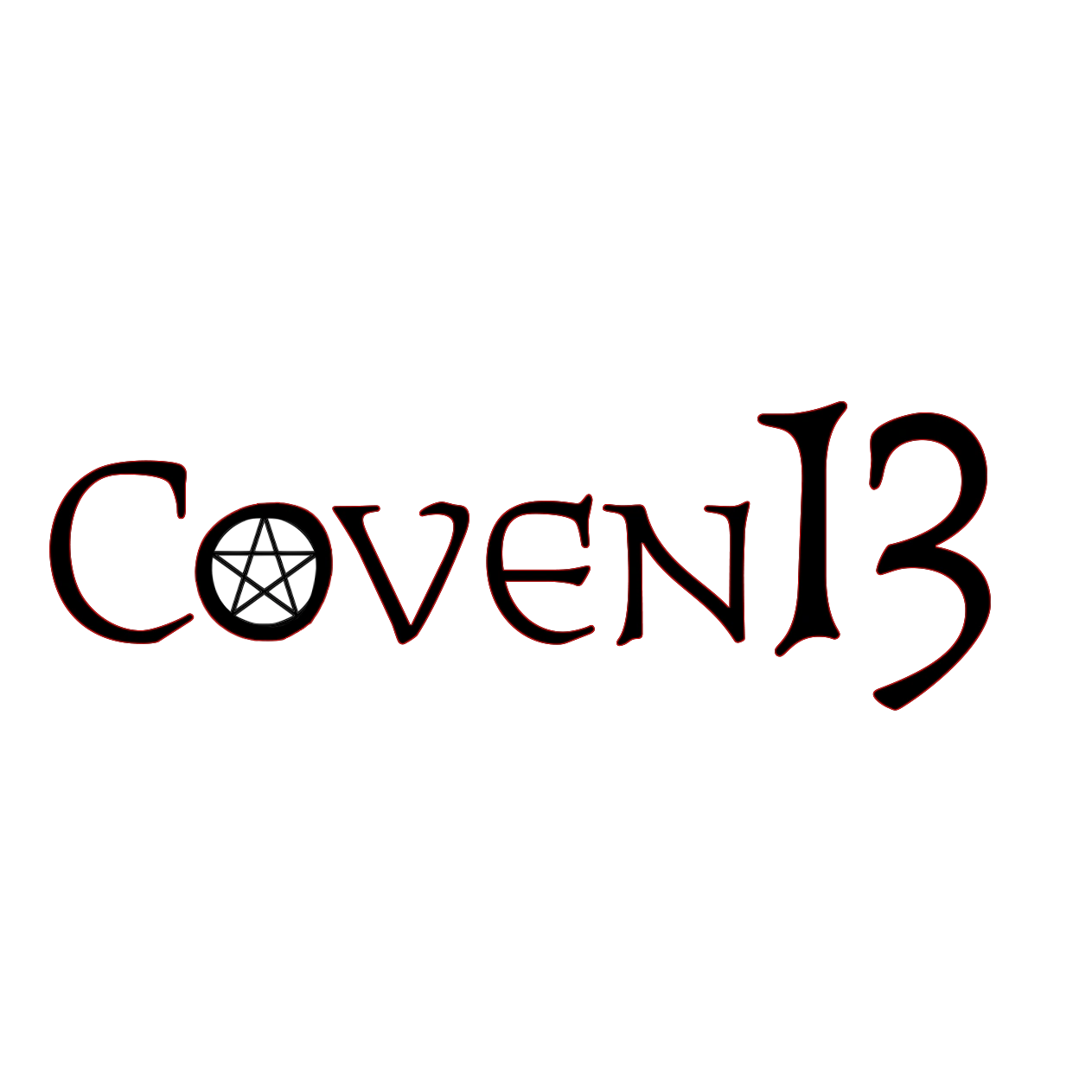Dark logo with the word 'Coven13' outlined in red on black background.