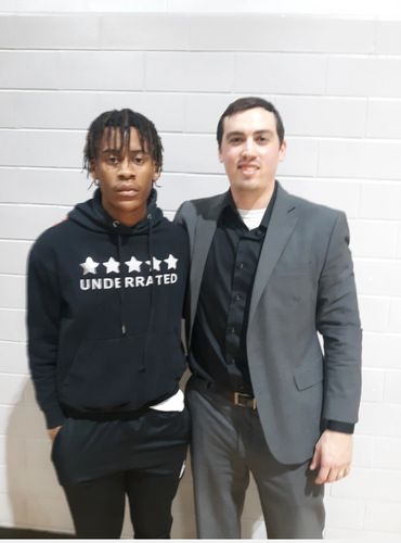 Jayden McCullough w/ Coach Falke at Texas Lutheran