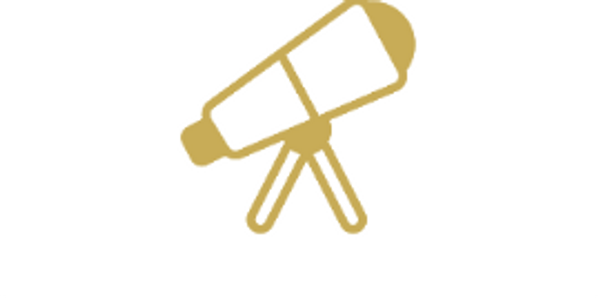 A simple gold telescope icon on a white background.