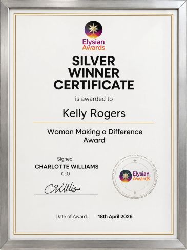 Silver winner certificate awarded to Kelly Rogers.