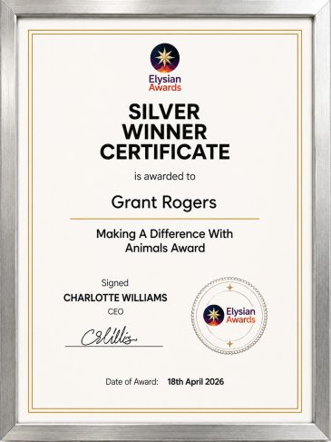 Silver Award certificate for Grant Rogers on animal difference.