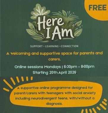 Promotional flyer for a free online support program for parents and carers of teens with social anxiety.