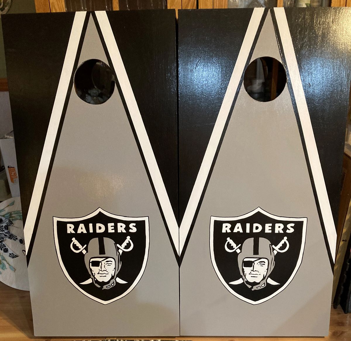 Set of 8 Cornhole Bags Las Vegas Raiders Black & White 