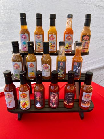 current selection of hot sauce