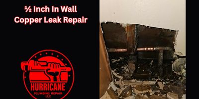 Copper water supply pipe repair inside an opened wall in a Hurricane Plumbing project.