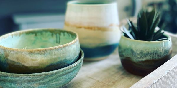 Handmade pottery  bowls, planters, tableware inspired by nature by ceramicist Christine Bravata.