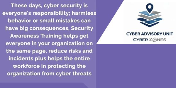 Cyber security awareness training helps protect organizations from cyber threats and reduce risks.