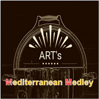 Logo for ART's Mediterranean Medley with bold text and artistic design.
