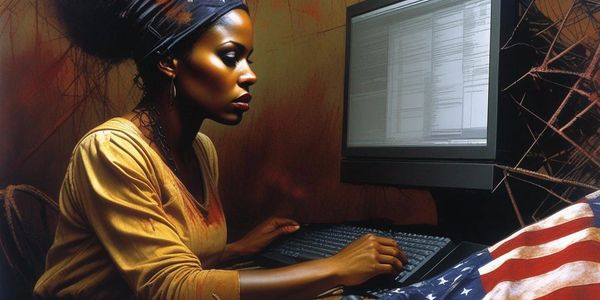 African American woman working on computer model.
