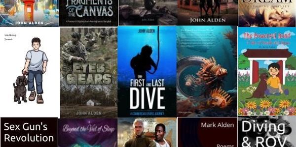Fantasy, war, children’s literature, poetry, and non-fiction related to diving or military life.
