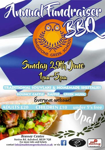 Join us at the Brassey Centre in Aylesford on 29th June 2025 for Greek food and fun. Time: 1pm. 