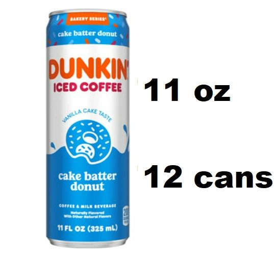 Dunkin 11z Cake Batter Donut Iced Coffee 12 pack cans