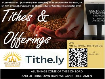 Flyer promoting tithes and offerings with a biblical verse and QR code for donations.