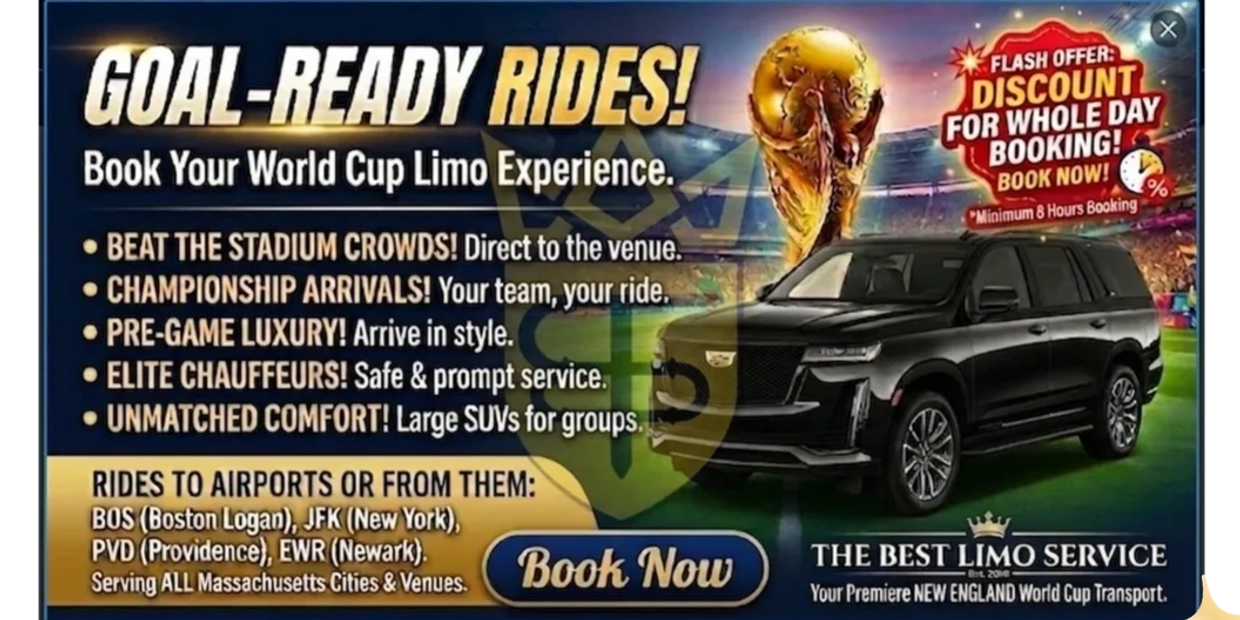 World Cup limousine service to go to stadium. black suv, car in stadium, discount, ViP,game luxury
