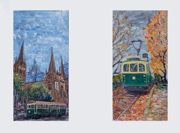 Diptych of Melbourne Trams