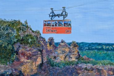 Three Sisters retro cable car blue mountains