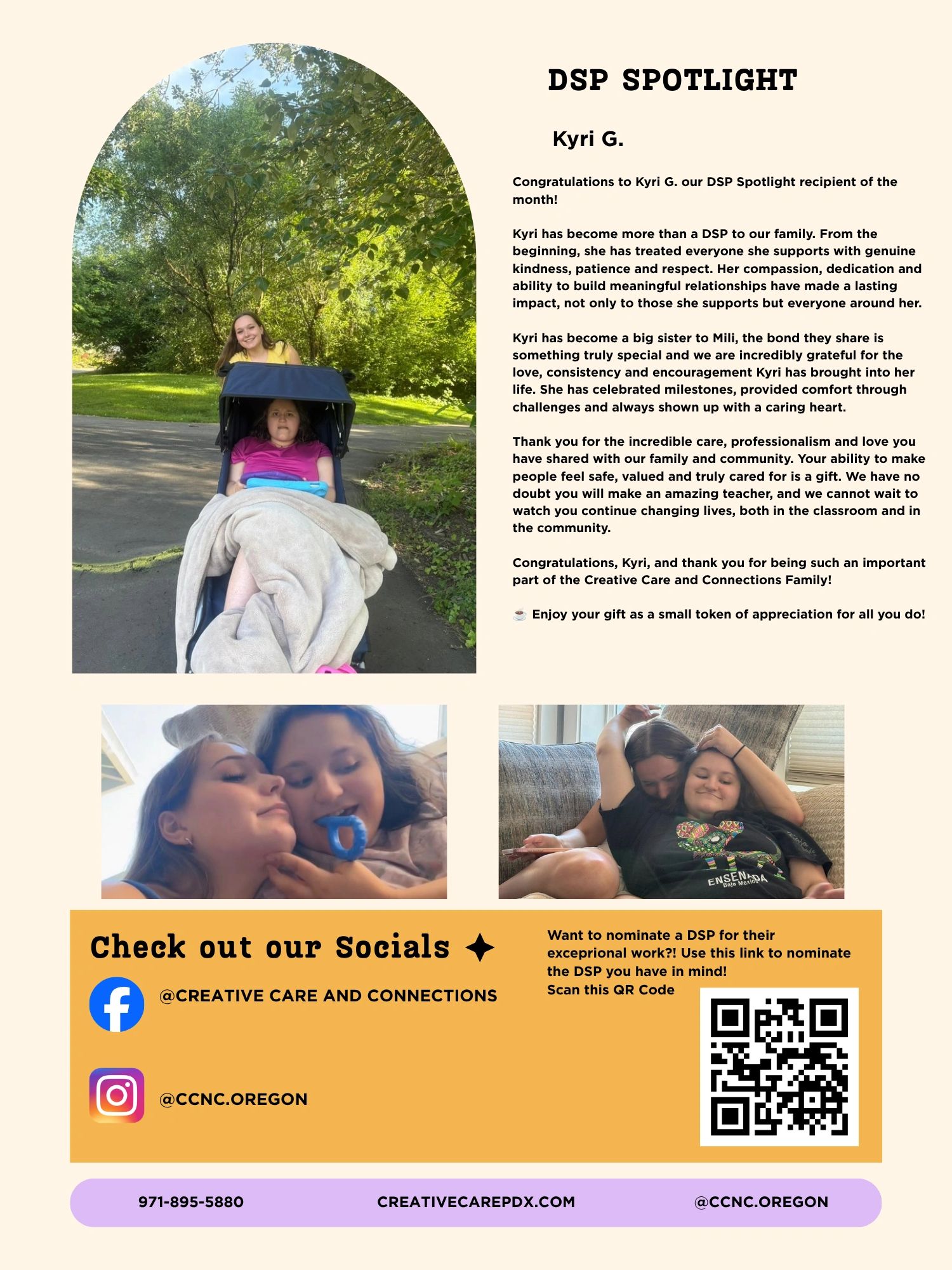 DSP Spotlight honoring Kyri G. with heartfelt gratitude and photos.