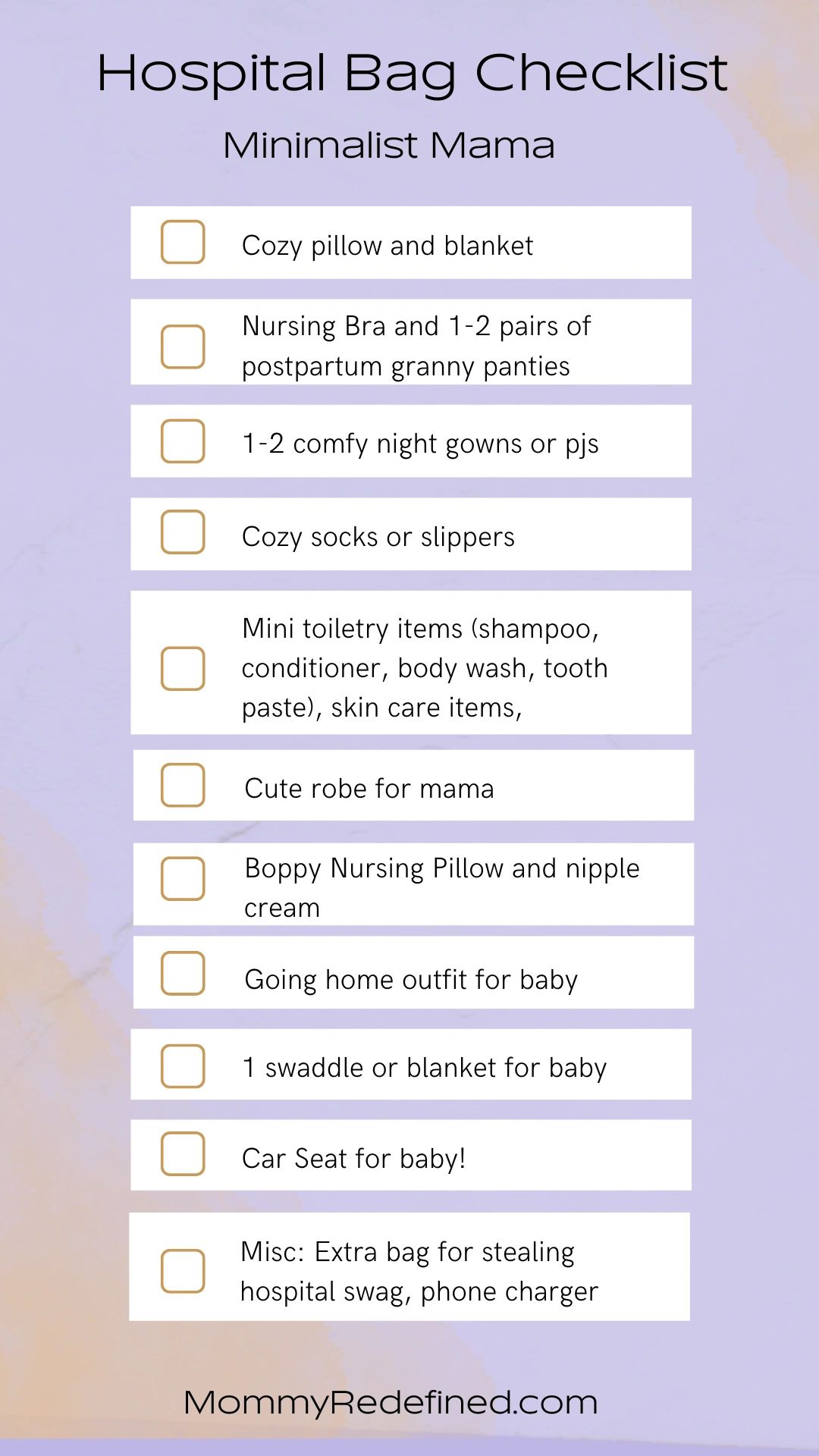 The Minimalist's Hospital Bag Checklist, Motherhood in May