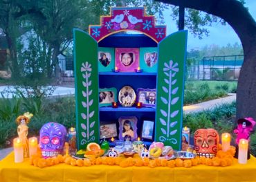 Custom Dia de Los Muertos Altar for Good Day Austin Morning Show Interview for 2023 Muertos Fest