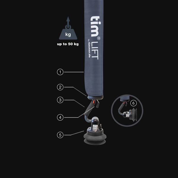 A lightweight one handed operation tube lifter with a rotating suction cup