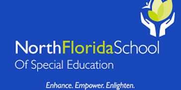 Logo of North Florida School of Special Education with a blue background.