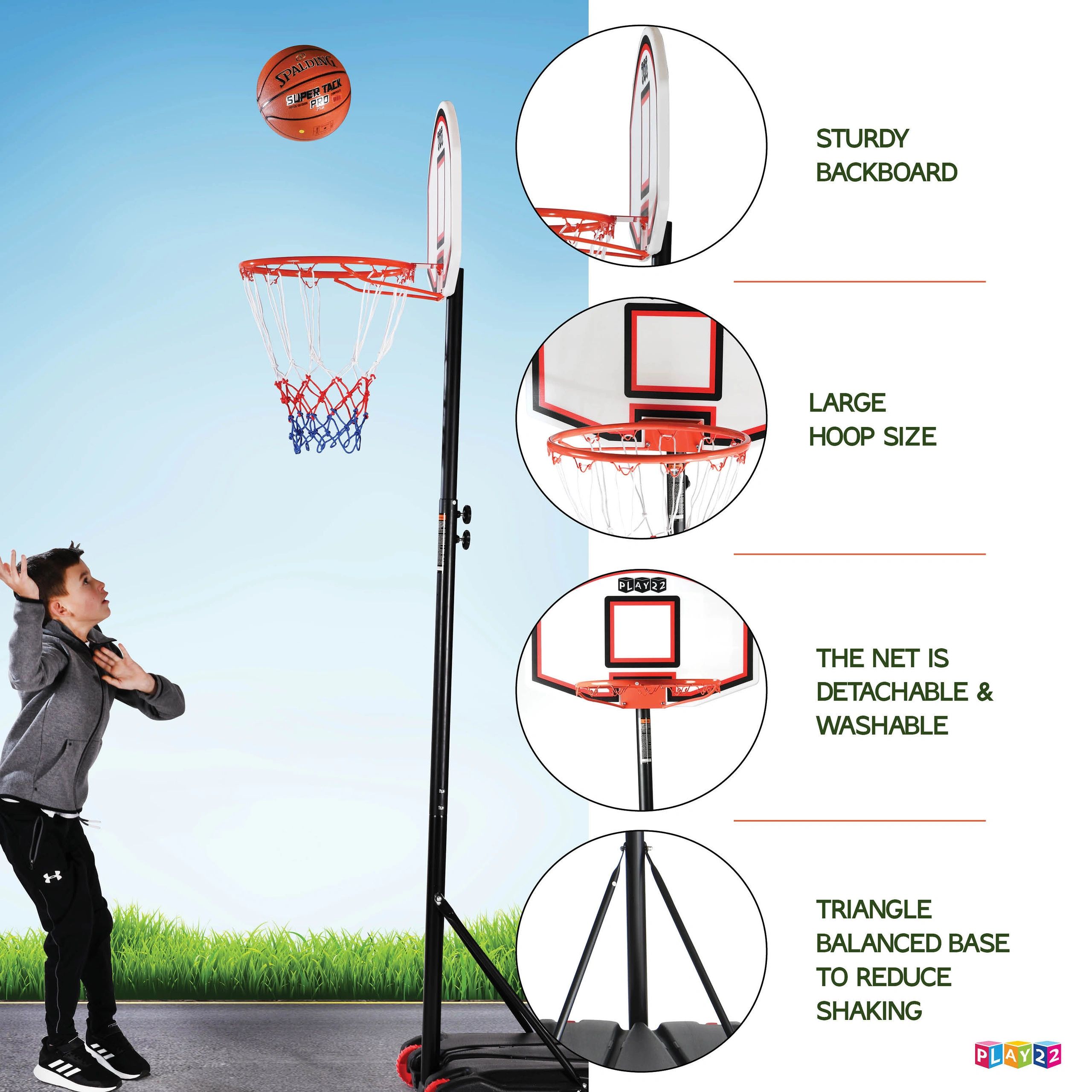 Details about   7ft Adjustable Basketball Hoop Goal Stand Kids Junior Portable Indoor Outdoor 