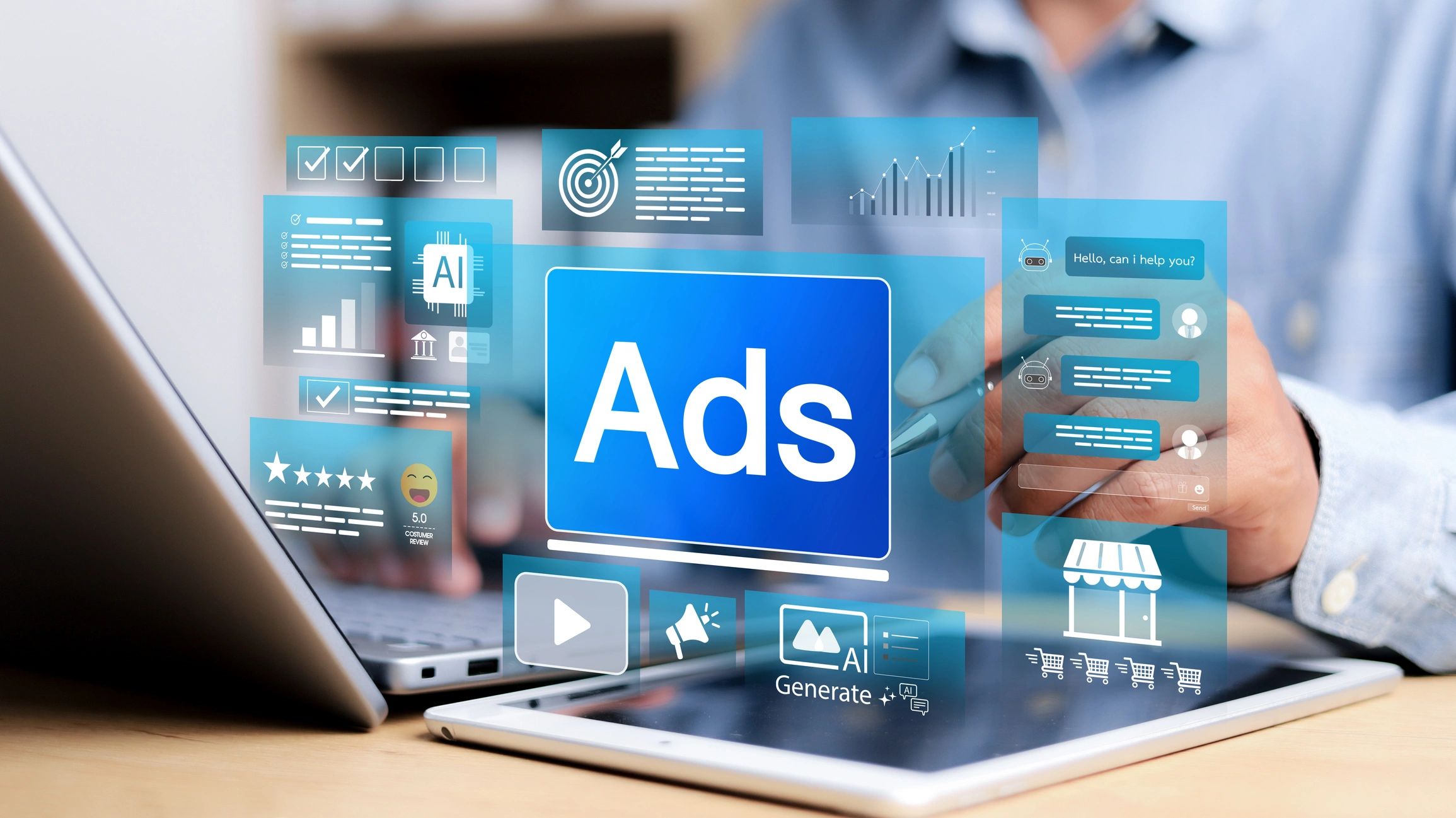 Digital advertising dashboard on tablet