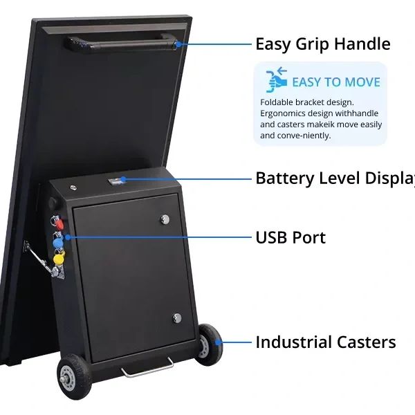 RECHARGEABLE BATTERY-POWERED PORTABLE DIGITAL SIGNAGE