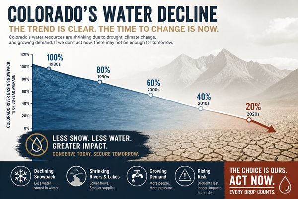 Colorado's water resources have declined significantly from the 1980s to 2020s.