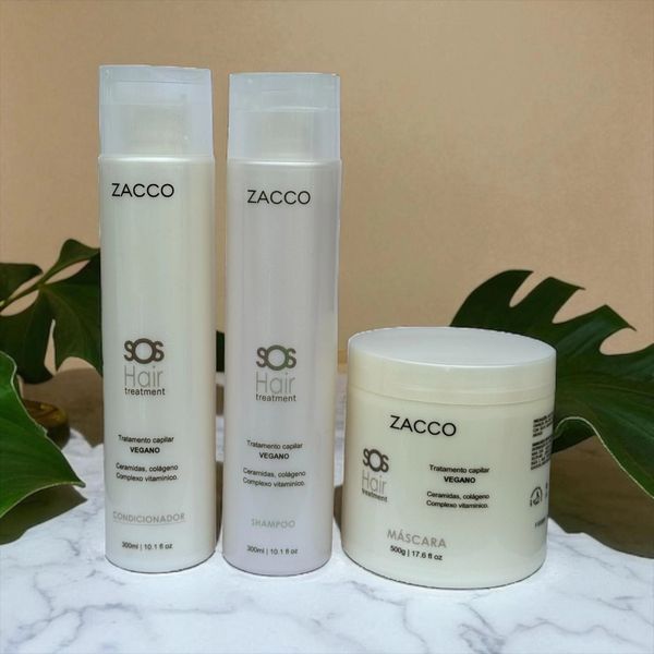 Set of vegan hair care products including conditioner, shampoo, and hair mask.