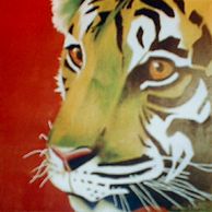 'Green Tiger' by Damon Navari - Soft Pastel on Wood - 22" X 22"