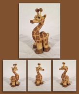 Giraffe - Painted Clay Sculpture