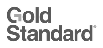 Logo with text 'Gold Standard' in gray and teal colors.