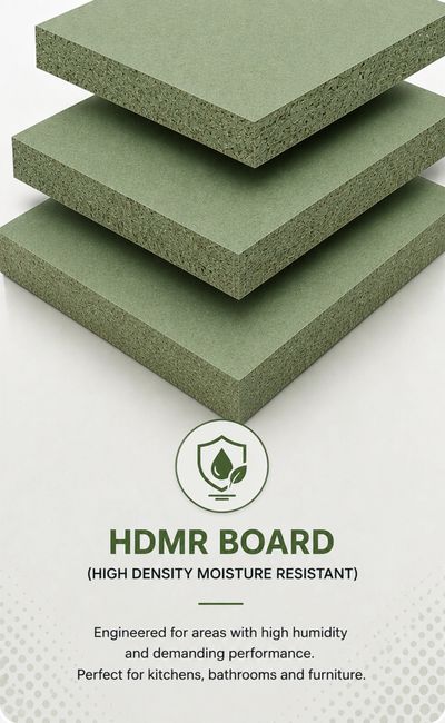 HDMR boards designed for moisture resistance in humid environments like kitchens and bathrooms.
