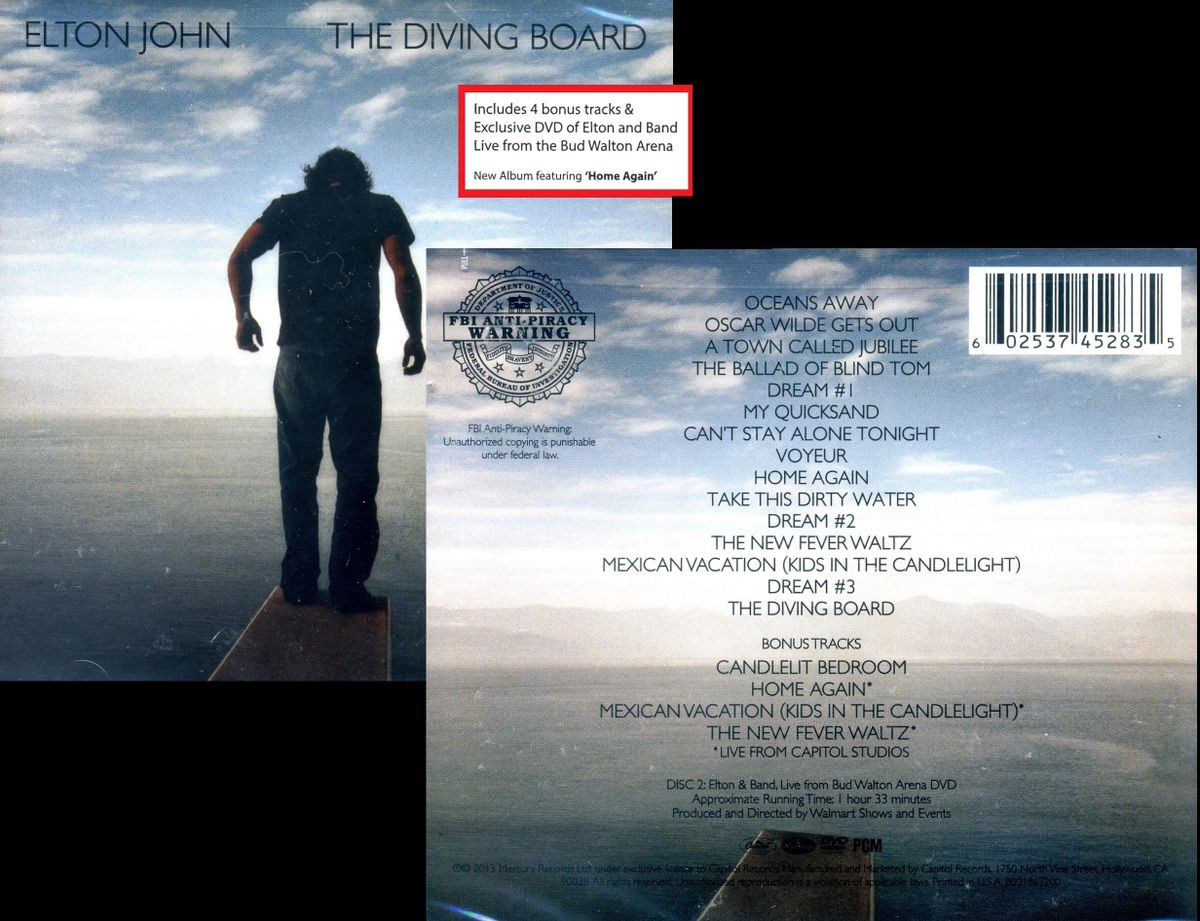 Elton John The Diving Board with 4 Bonus Tracks and Bonus DVD