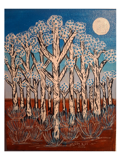 Photo of a Multiple trees with Moon by artist Carl Oskins.