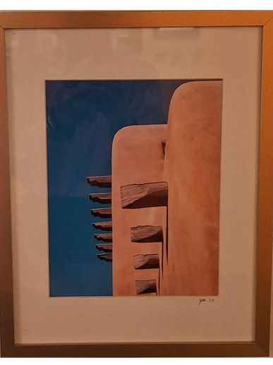 an architectural photograph of vigas out of an Adobe wall by artist Jay Shaffer.