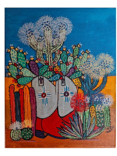  Artistic  acrylic painting of Stone catcus by artist Carl Oskins.